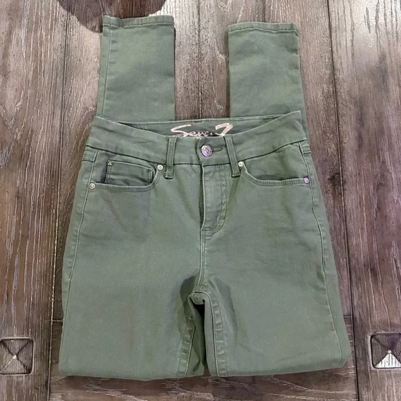 Seven7 Tummyless Olive Green Skinny Jeans - Picture 2 of 11